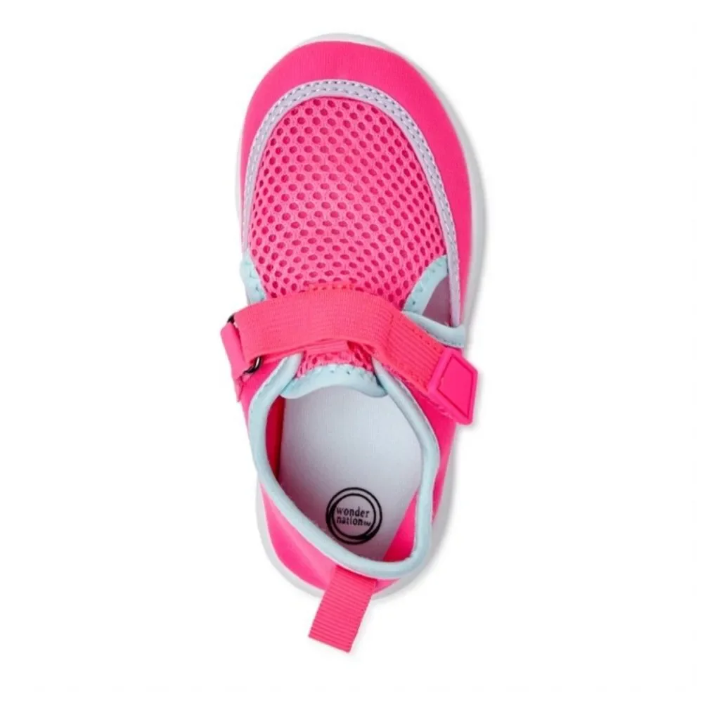 NWT Wonder Nation Toddler Girls' Neon Hot Pink Water Shoes, Sz 2-3